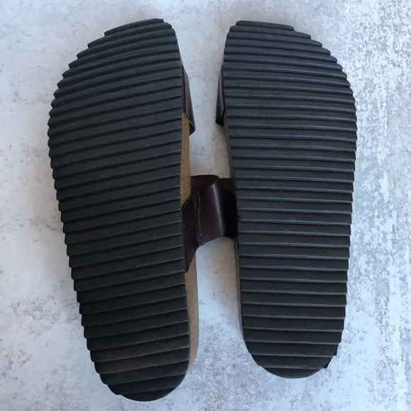 Plakton Mens Brown Leather Slide Sandals Spain Size EU 42