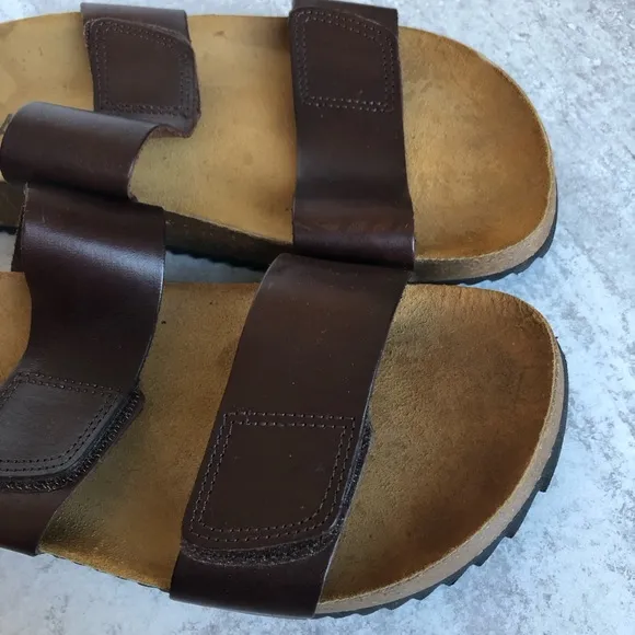Plakton Mens Brown Leather Slide Sandals Spain Size EU 42