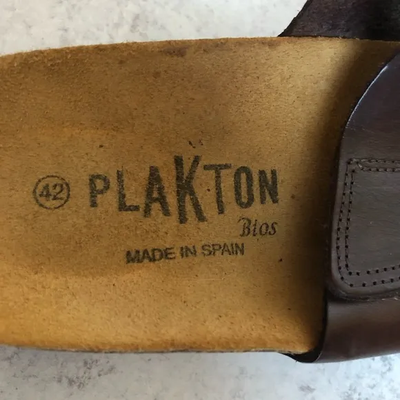 Plakton Mens Brown Leather Slide Sandals Spain Size EU 42
