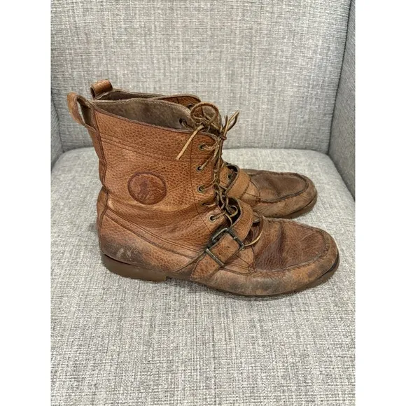 POLO Country RALPH LAUREN Men's 11 D Ranger Leather Buckle Boots Brown