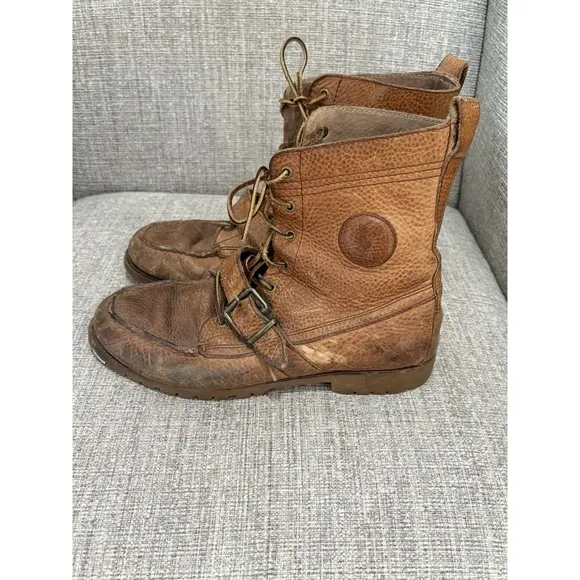 POLO Country RALPH LAUREN Men's 11 D Ranger Leather Buckle Boots Brown