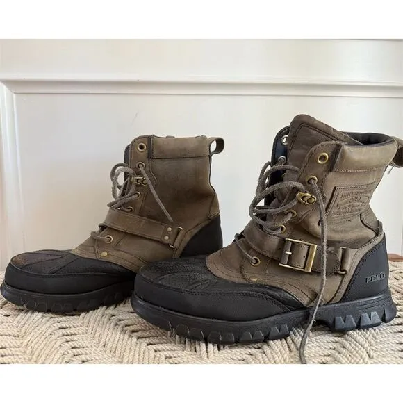 Polo Ralph Lauren Men's Tenard Duck Hiking Leather Boots Brown Size 10.5D
