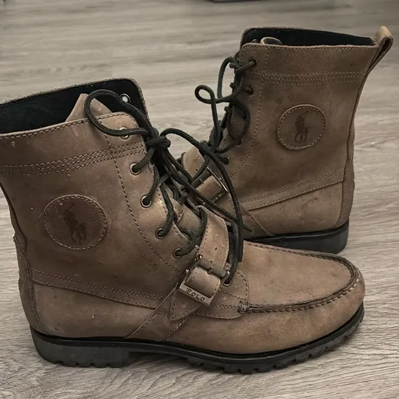 Polo Ralph Lauren Ranger Nubuck Hiker Combat Boots  Ankle Taupe Size 11 D