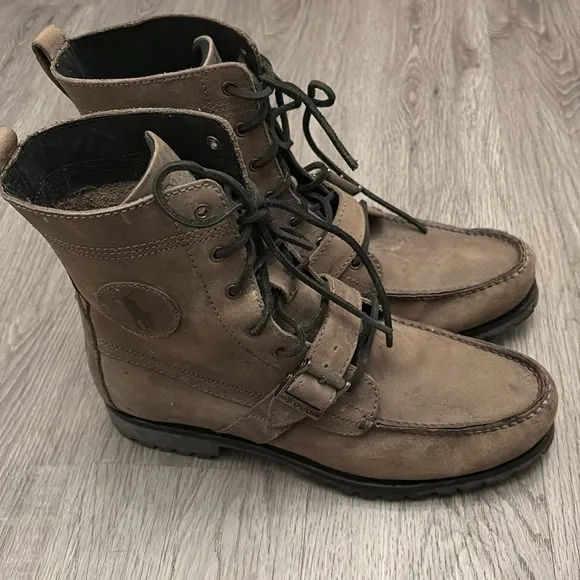 Polo Ralph Lauren Ranger Nubuck Hiker Combat Boots  Ankle Taupe Size 11 D