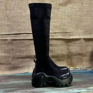 Pull on Leather Knee-High Platform Boots size 6 (36) NWOT