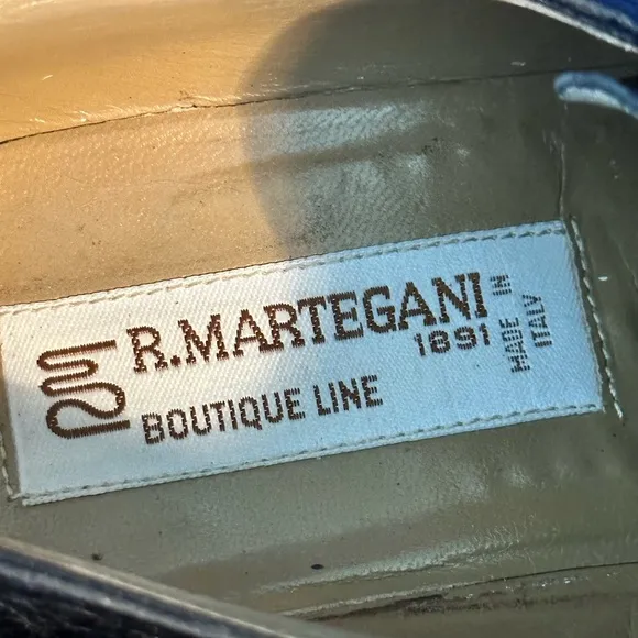 R Martegani Ostrich Leather Men’s Shoes. Size 8. Made in Italy.