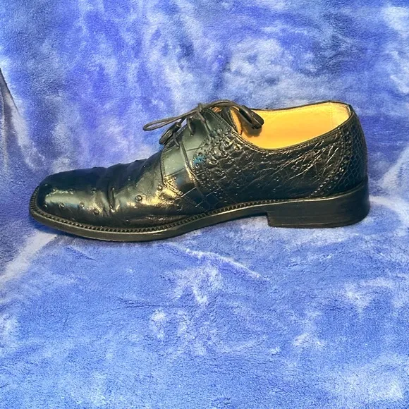 R Martegani Ostrich Leather Men’s Shoes. Size 8. Made in Italy.