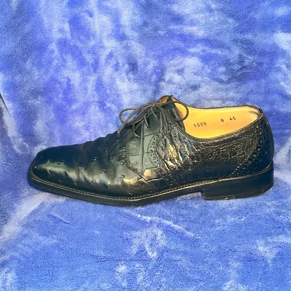 R Martegani Ostrich Leather Men’s Shoes. Size 8. Made in Italy.