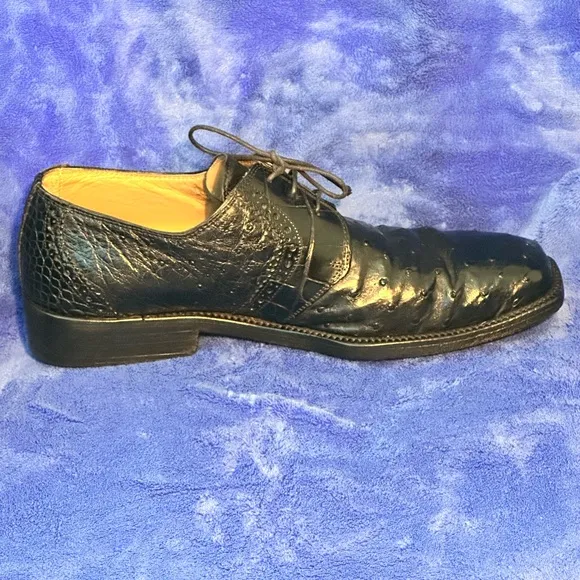 R Martegani Ostrich Leather Men’s Shoes. Size 8. Made in Italy.