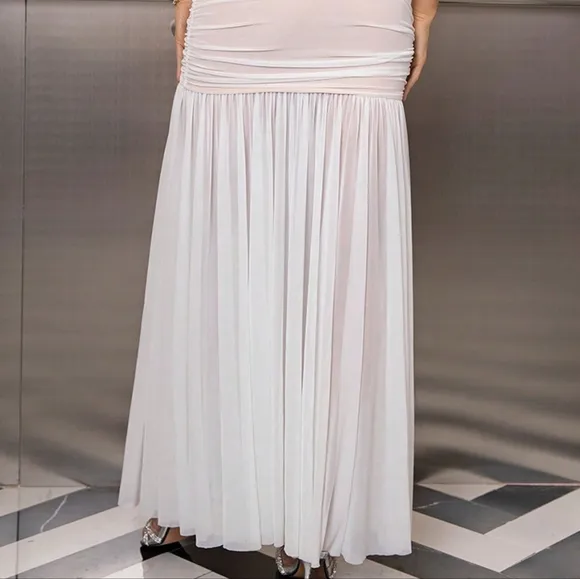 Radiant Royalty One-Shoulder Ruched Dress - White