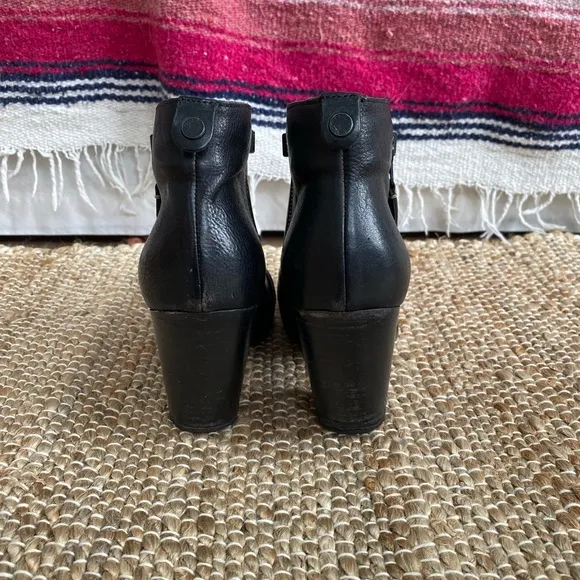 Rag &amp; Bone Margot side zip ankle booties black size 37.5 leather festival rocker