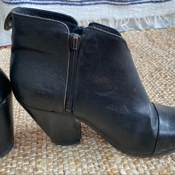 Rag &amp; Bone Margot side zip ankle booties black size 37.5 leather festival rocker