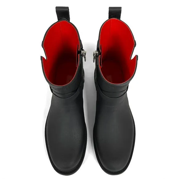 rag &amp; bone Moto Rain Boots Sz 10 40 New $225 Black Rubber Low Heel Side Zippers