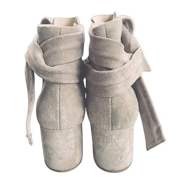Rag &amp; Bone Waterproof Italian Taupe Suede Tie Up Heeled Ankle Boots — SZ 7 EUC