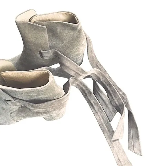 Rag &amp; Bone Waterproof Italian Taupe Suede Tie Up Heeled Ankle Boots — SZ 7 EUC