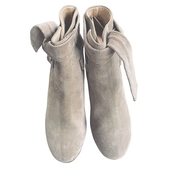Rag &amp; Bone Waterproof Italian Taupe Suede Tie Up Heeled Ankle Boots — SZ 7 EUC