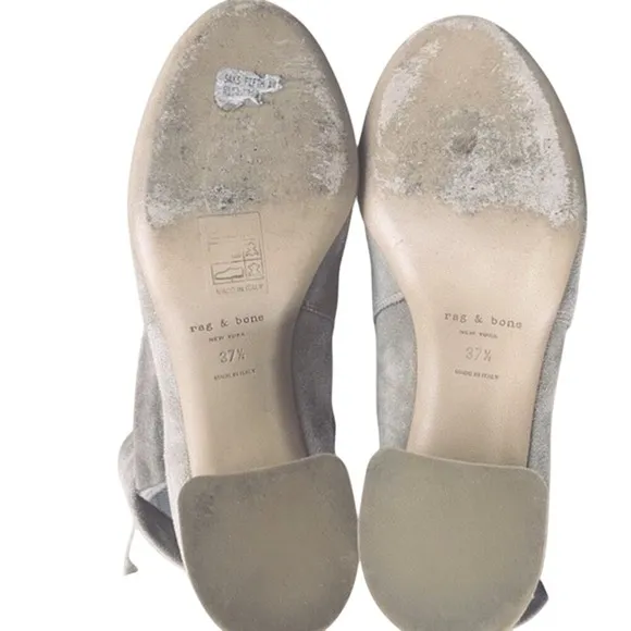 Rag &amp; Bone Waterproof Italian Taupe Suede Tie Up Heeled Ankle Boots — SZ 7 EUC