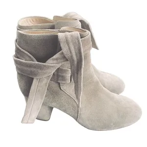 Rag &amp; Bone Waterproof Italian Taupe Suede Tie Up Heeled Ankle Boots — SZ 7 EUC