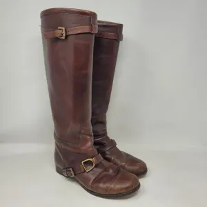 Ralph Lauren Collection Boots Womens 7.5B Brown Leather Riding Equestrian Tall