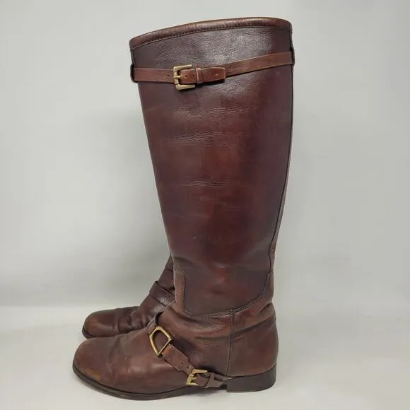 Ralph Lauren Collection Boots Womens 7.5B Brown Leather Riding Equestrian Tall