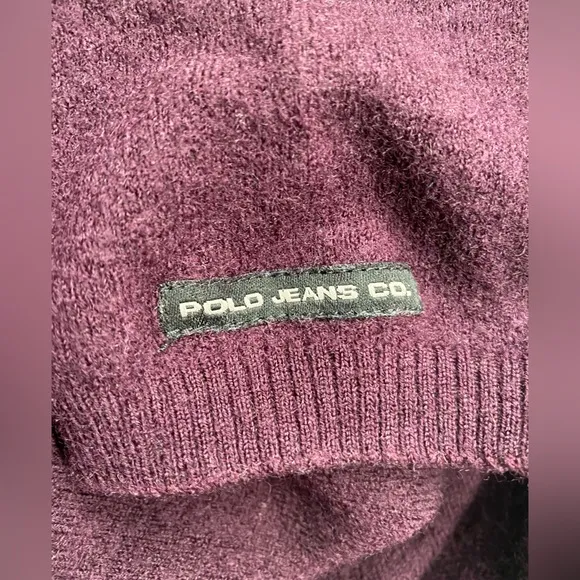 Ralph Lauren Polo Jeans Wool Vintage Purple Mock Neck‎ Sweater Dress - Large L