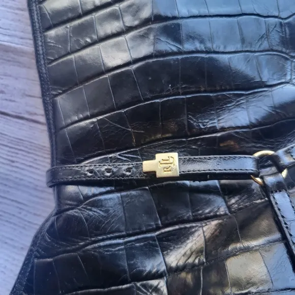 Ralph Lauren Stiletto Crocodile Leather Boots With Clasp