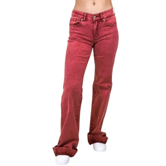 RANCH DRESS'N Fallon Taylor Signature &quot;Merlot&quot; red washed trouser jeans sz L euc