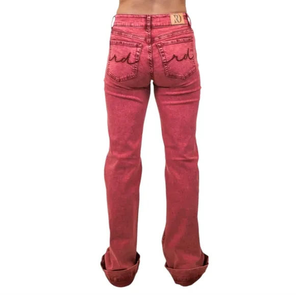 RANCH DRESS'N Fallon Taylor Signature &quot;Merlot&quot; red washed trouser jeans sz L euc