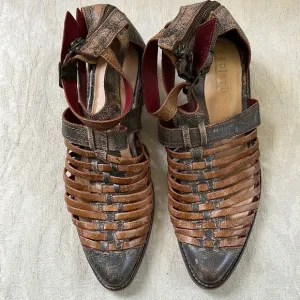 RARE!! BEDSTU WOMENS ANKLE OPEN WOVEN BOOT SHOE SANDAL