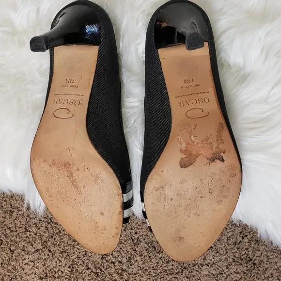 RARE Oscar de la Renta O Calada Peep Toe Heels 7.5 Luxury Elegant Castlecore