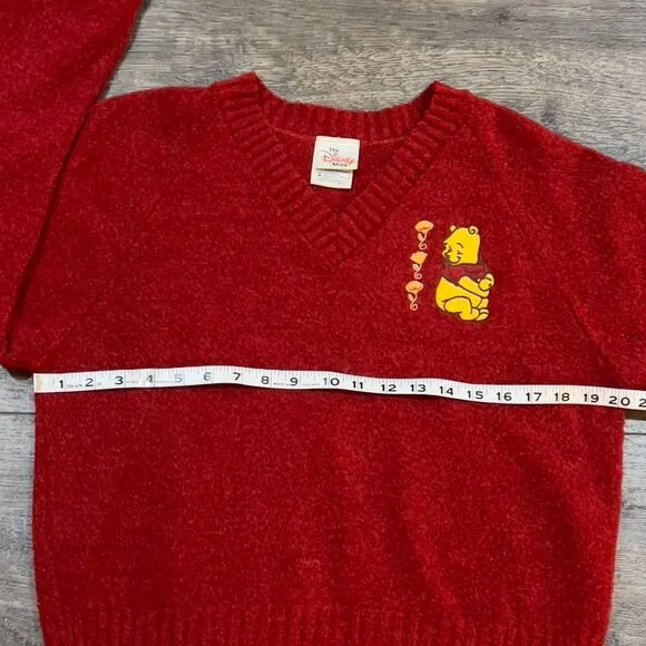 RARE! Vintage 90s Disney Store Soft Red V-Neck Sweater Made in USA Womens Medium