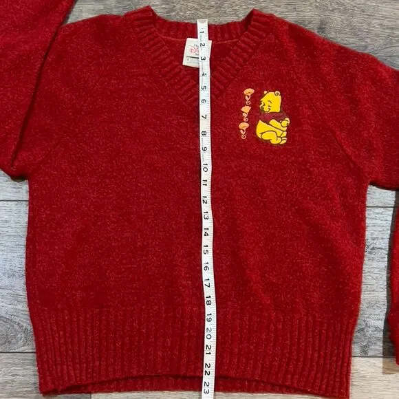 RARE! Vintage 90s Disney Store Soft Red V-Neck Sweater Made in USA Womens Medium
