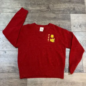 RARE! Vintage 90s Disney Store Soft Red V-Neck Sweater Made in USA Womens Medium