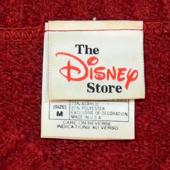 RARE! Vintage 90s Disney Store Soft Red V-Neck Sweater Made in USA Womens Medium