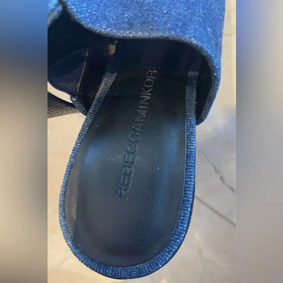Rebecca Minkoff platforms blue jean upper leather insole and ankle strap sz 7
