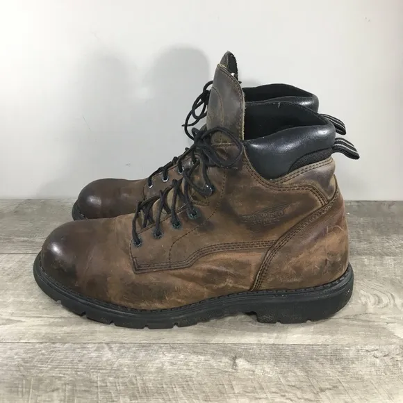 Red Wing Mens Shoes 406 Soft Toe Brown Leather Work Waterproof Boots Size 14 D