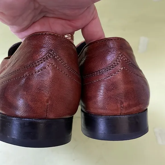 Reddish brown Boss handcrafted distressed leather shoes
