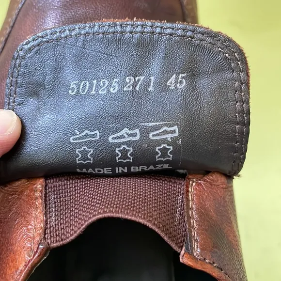 Reddish brown Boss handcrafted distressed leather shoes