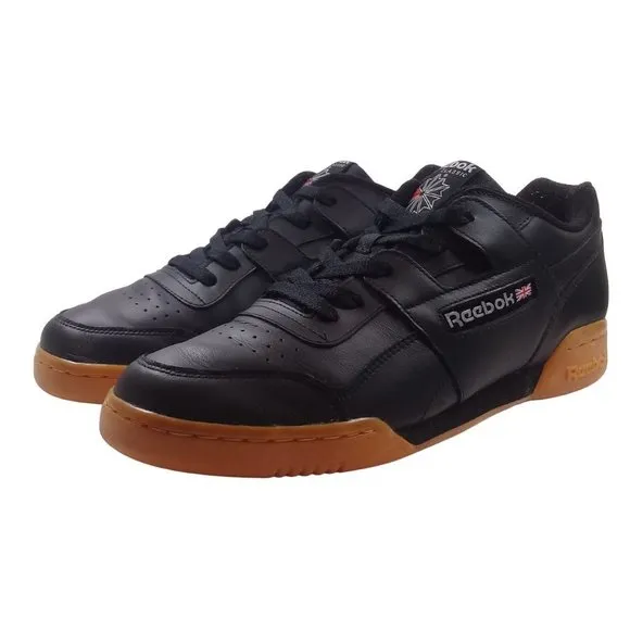 Reebok Men's Workout Plus Soft Full Grain Leather Upper Black Sneakers 11.5