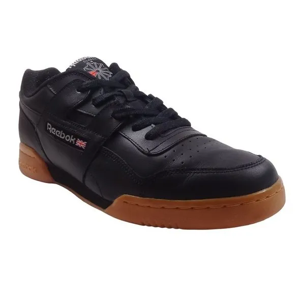 Reebok Men's Workout Plus Soft Full Grain Leather Upper Black Sneakers 11.5