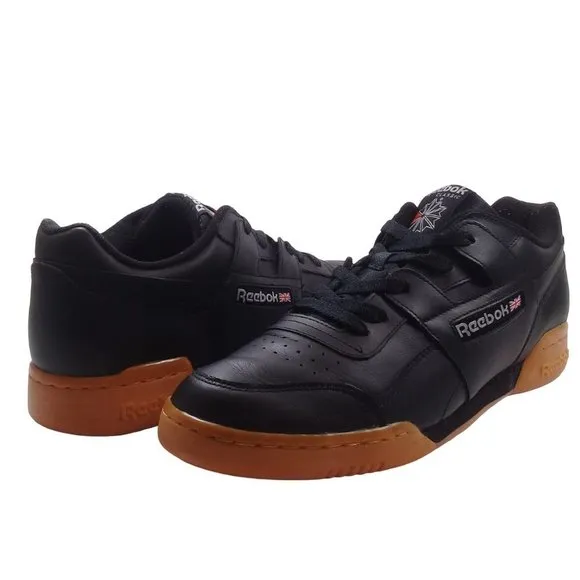 Reebok Men's Workout Plus Soft Full Grain Leather Upper Black Sneakers 11.5
