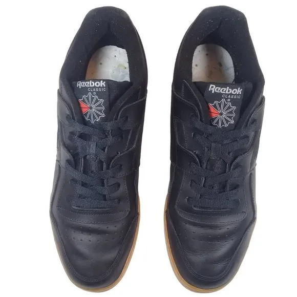Reebok Men's Workout Plus Soft Full Grain Leather Upper Black Sneakers 11.5