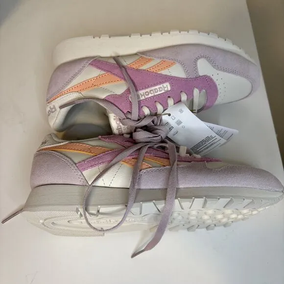 Reebok Women's Classic Leather Bone/Pea Glow/Ashen Lilac Sneakers 100075291 sz 6