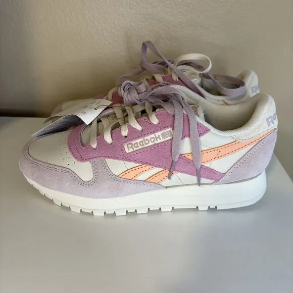 Reebok Women's Classic Leather Bone/Pea Glow/Ashen Lilac Sneakers 100075291 sz 6