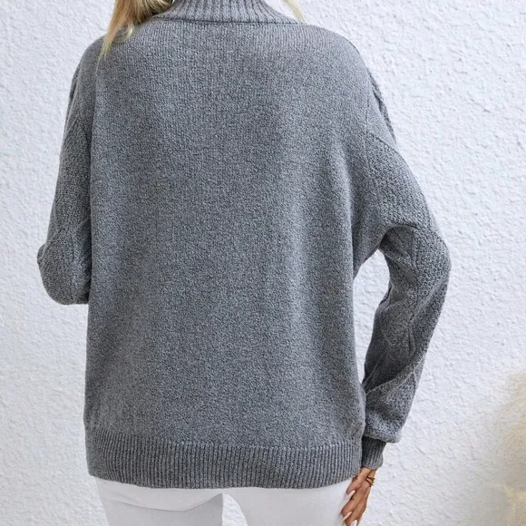 Relaxiva Pearls Beaded Mock Neck Sweater