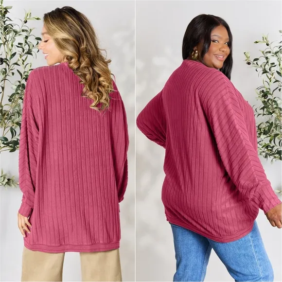 Ribbed Haven Cardigan - Pink