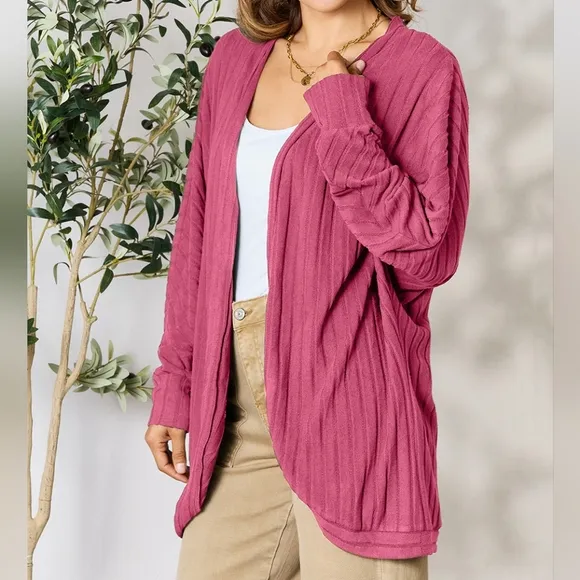 Ribbed Haven Cardigan - Pink