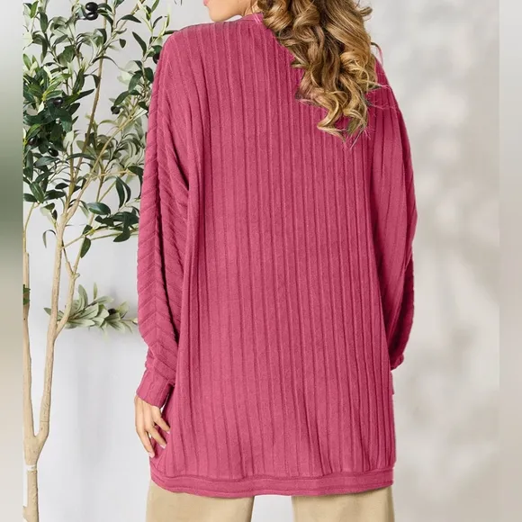Ribbed Haven Cardigan - Pink