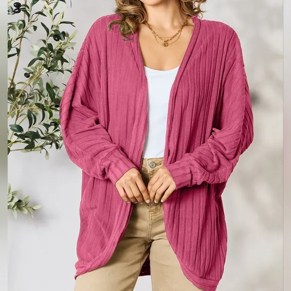 Ribbed Haven Cardigan - Pink
