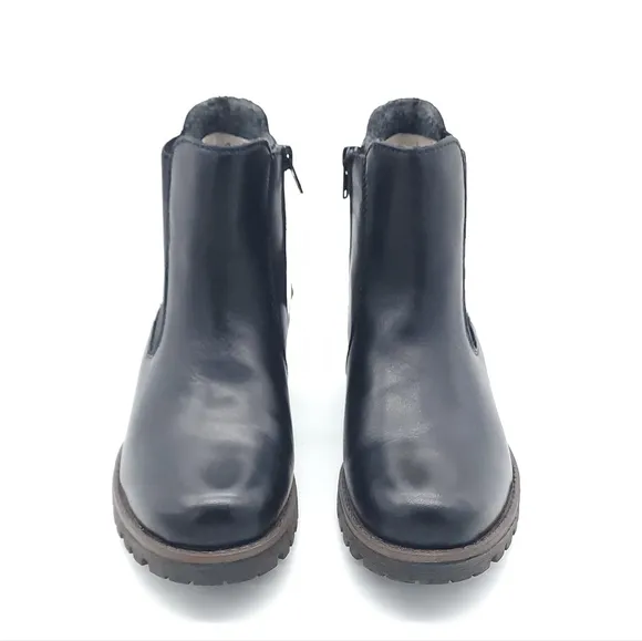 Rieker Women's Payton 70 Black Leather Casual Chelsea Block Heel Boots Size 6